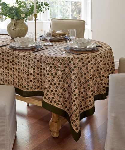 Odette Handblocked Cotton Tablecloth Large