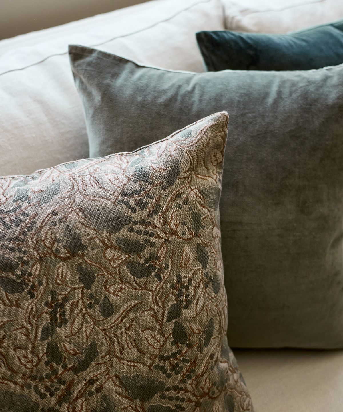 Amira Floral Handblocked Cushion Cover