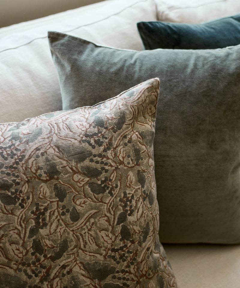 Amira Floral Handblocked Cushion Cover