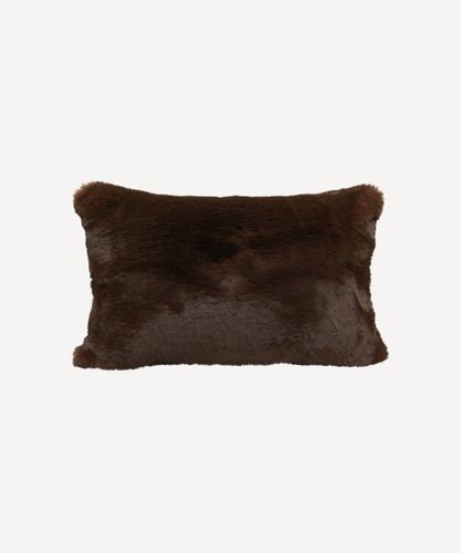 Chocolate Faux Fur Cushion Rectangle