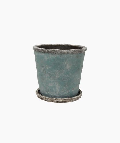 Sea Blue Plant Pot & Saucer Large