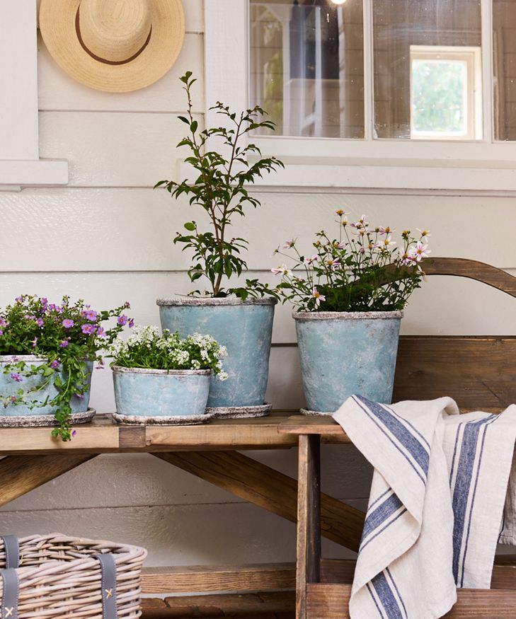 Sea Blue Plant Pot & Saucer Large