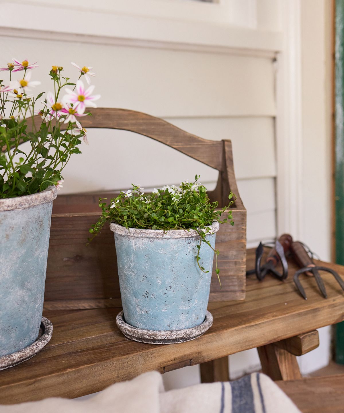 Sea Blue Plant Pot & Saucer Small