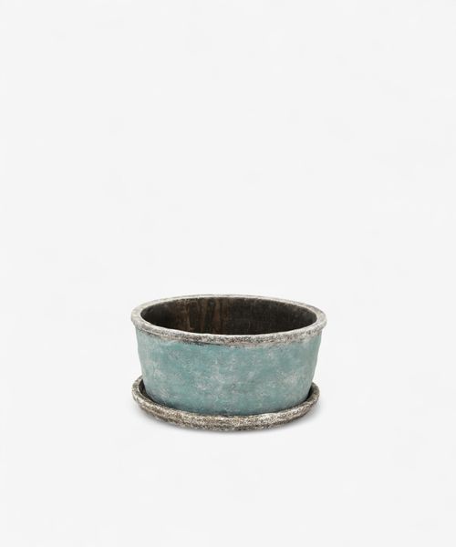 Sea Blue Wide Plant Pot & Saucer Small