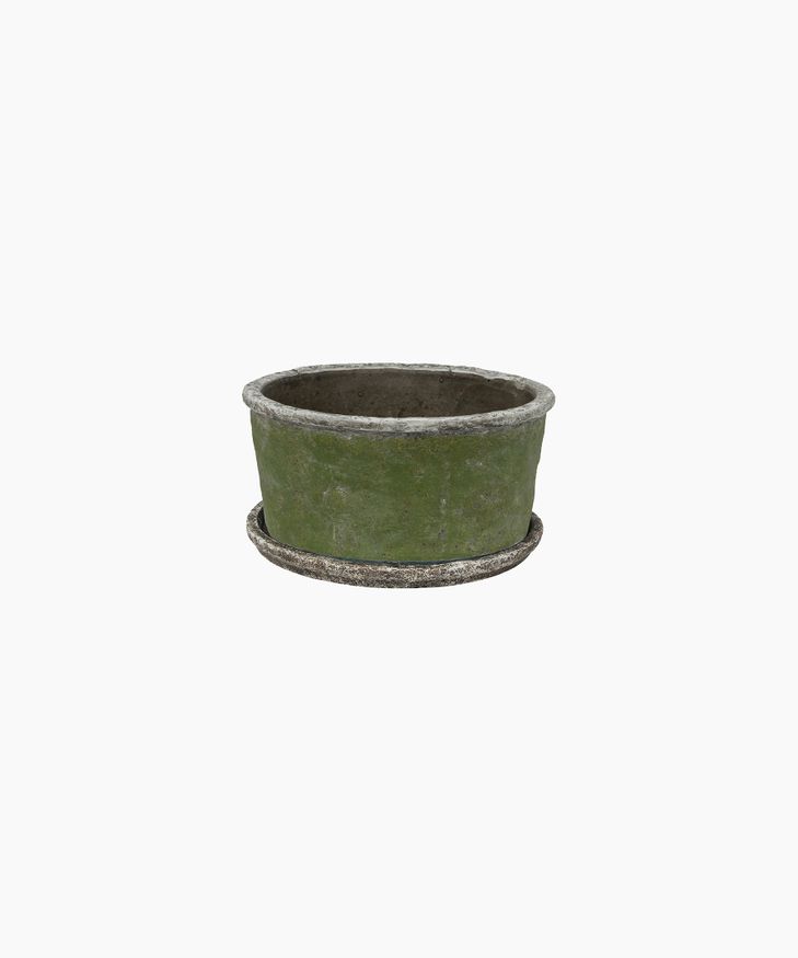 Evergreen Wide Plant Pot & Saucer Small