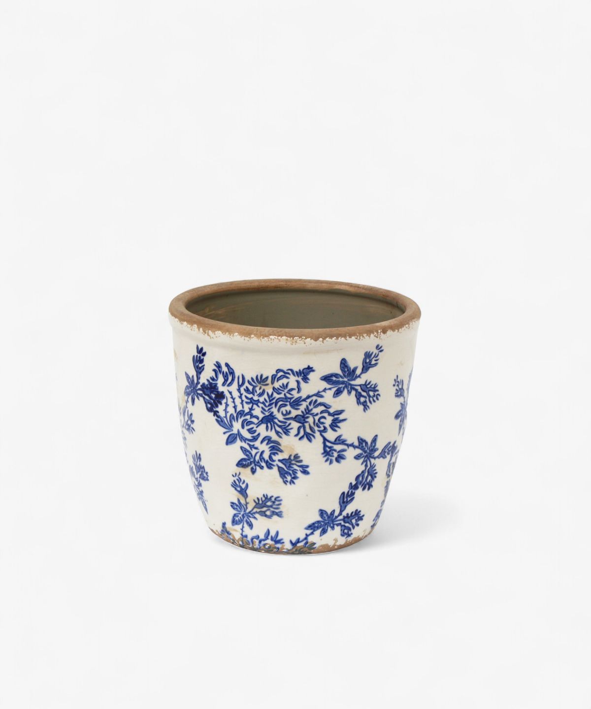 Blue Floral Herb Pot Large