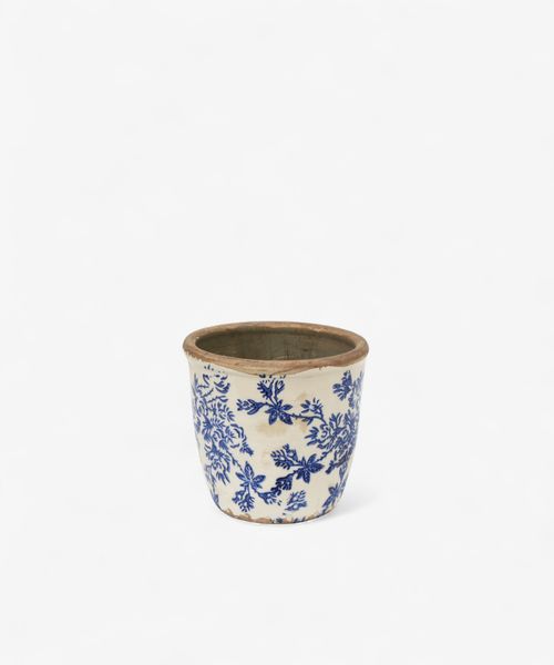 Blue Floral Herb Pot Small