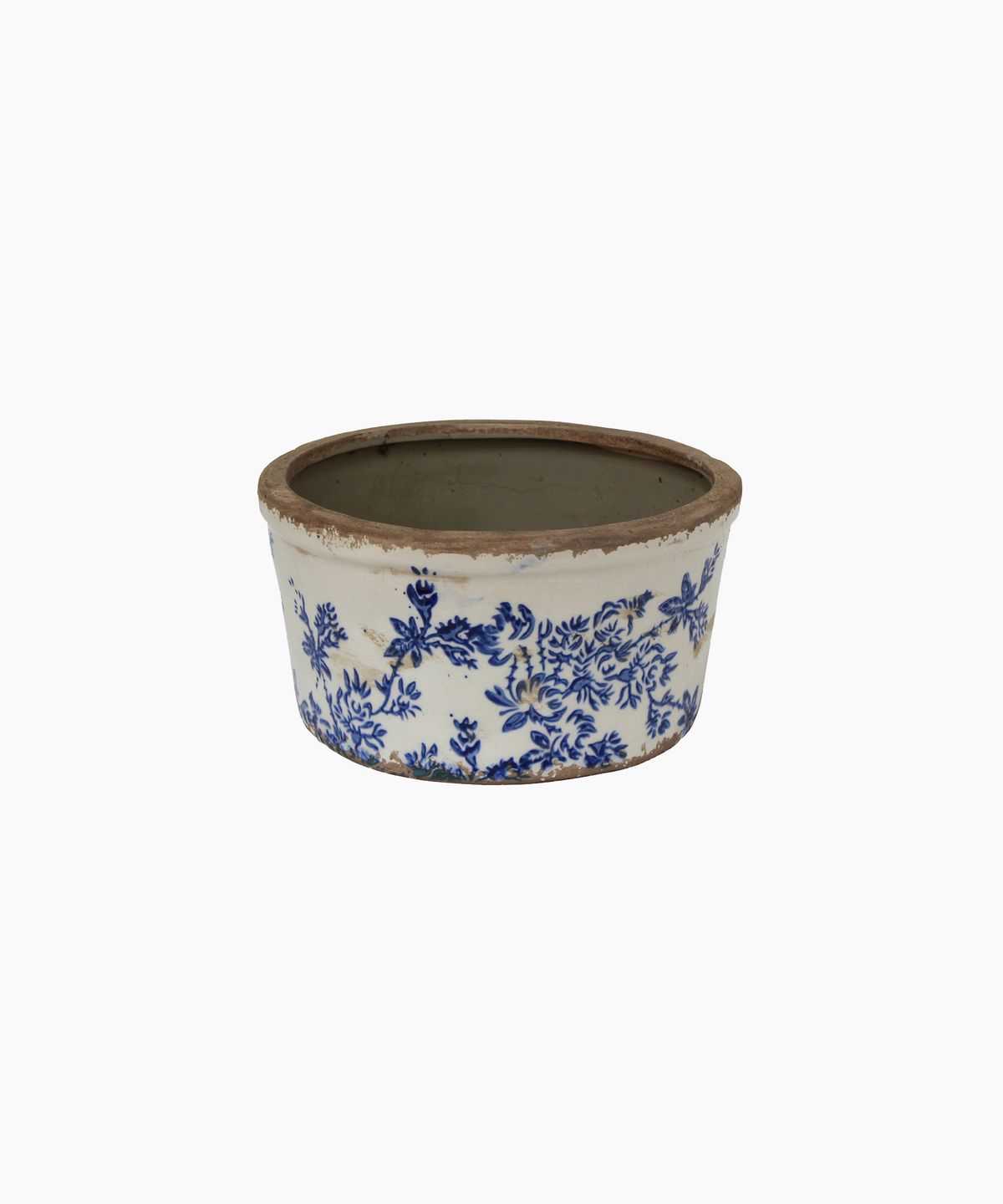 Blue Floral Wide Pot Large