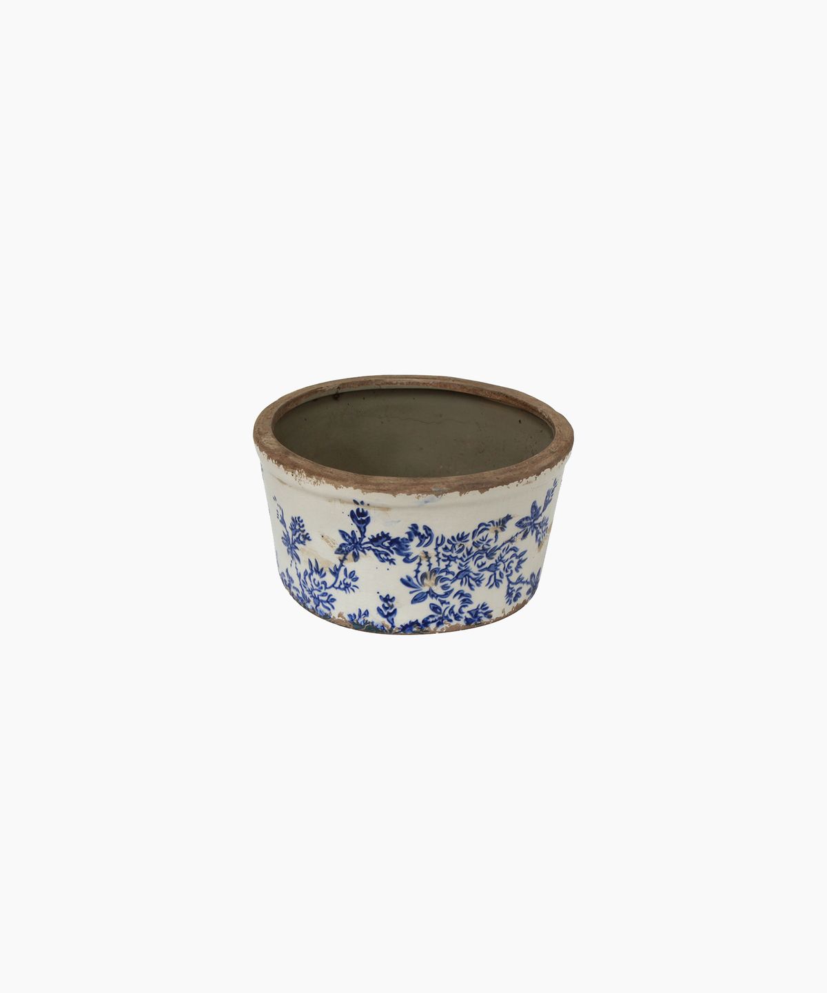 Blue Floral Wide Pot Small