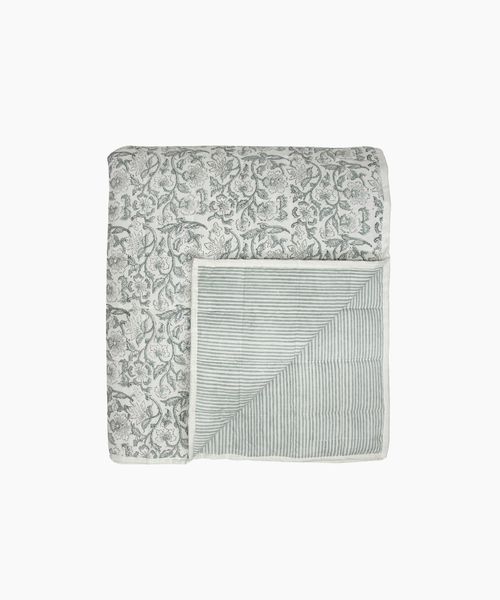 Athena Handblocked Blue Coverlet Small