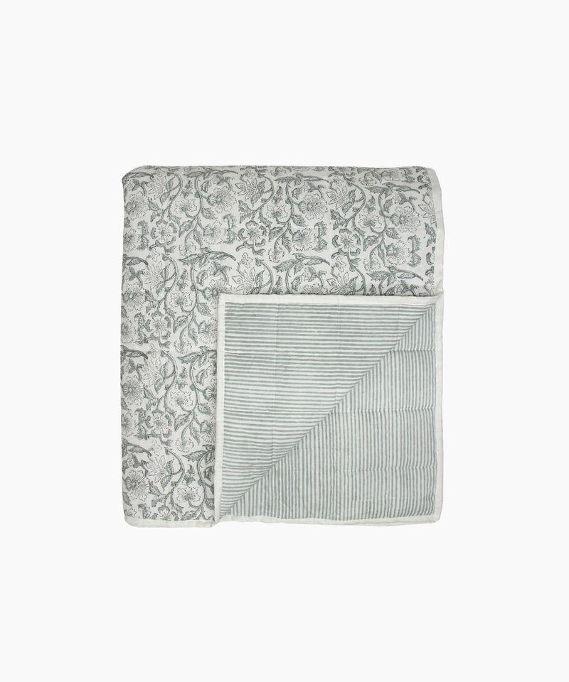 Athena Handblocked Blue Coverlet Small