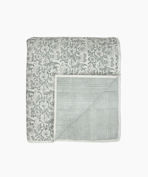 Athena Handblocked Blue Coverlet Large