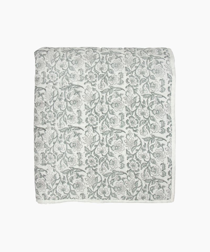 Athena Handblocked Blue Coverlet Large