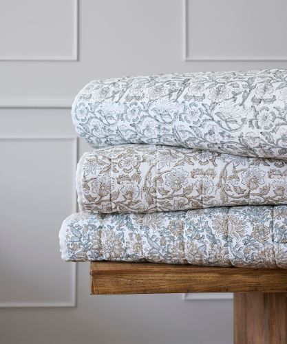 Athena Handblocked Natural Coverlet Small