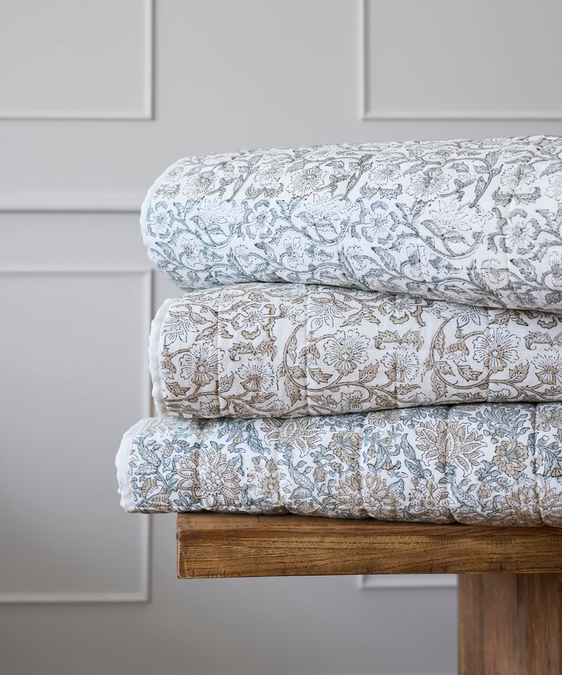 Athena Handblocked Natural Coverlet Small