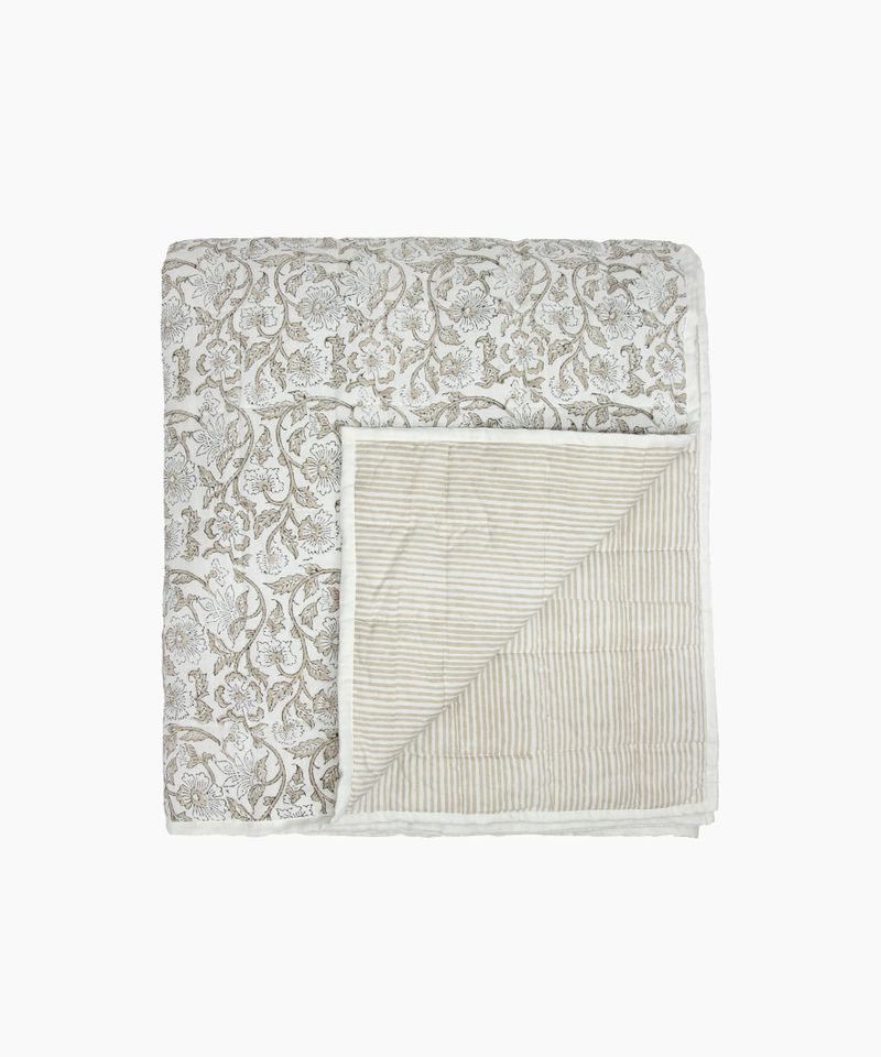 Athena Handblocked Natural Coverlet Large
