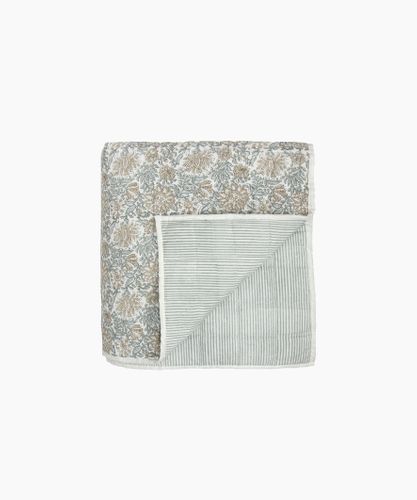 Athena Handblocked Blue/Natural Coverlet Small