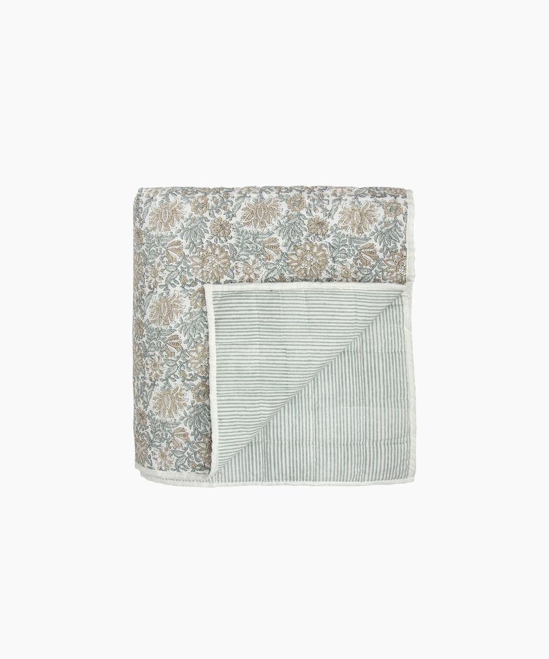 Athena Handblocked Blue/Natural Coverlet Small