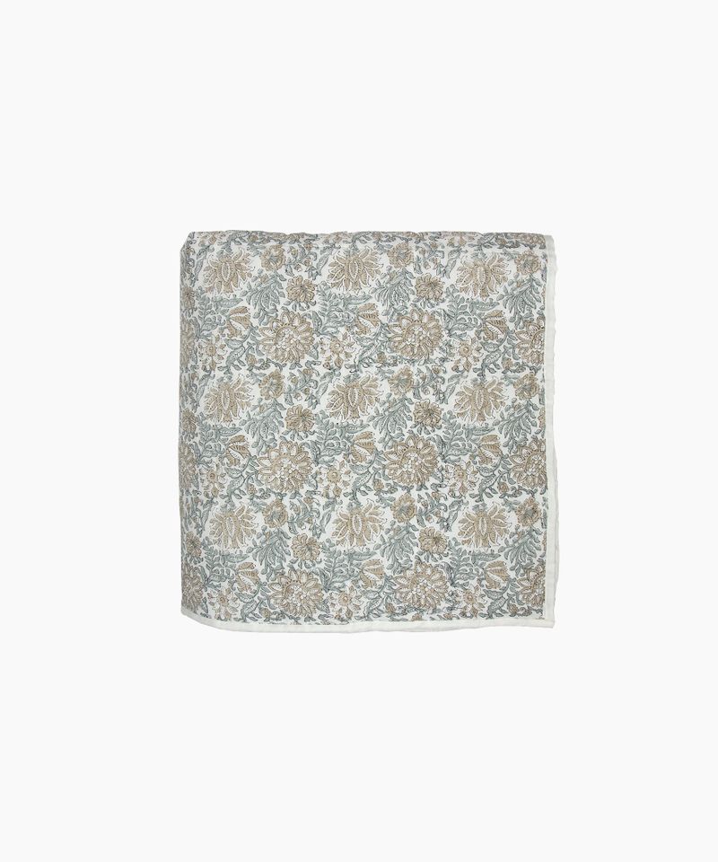 Athena Handblocked Blue/Natural Coverlet Small