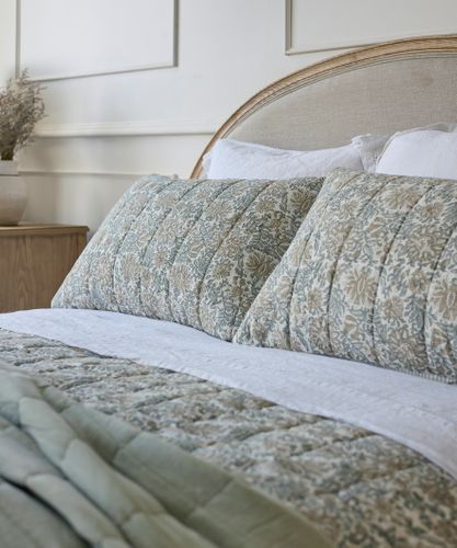 Athena Handblocked Blue/Natural Pillow Covers (2PC)