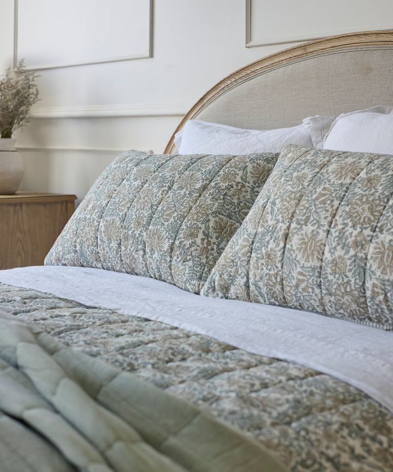 Athena Handblocked Blue/Natural Pillow Covers (2PC)