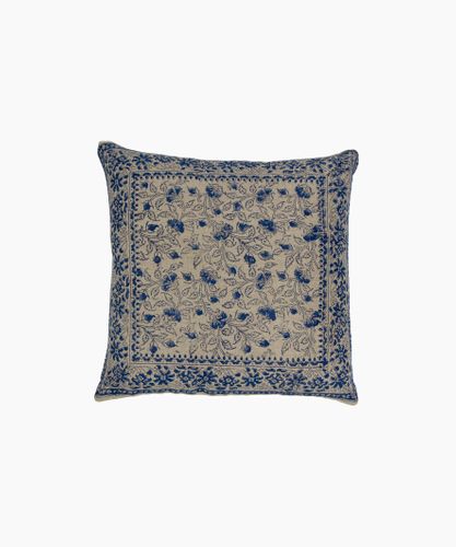 Sofia Handblocked Floral Azure Cushion Cover
