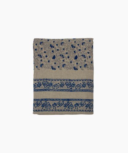 Sofia Handblocked Floral Azure Tablecloth Large