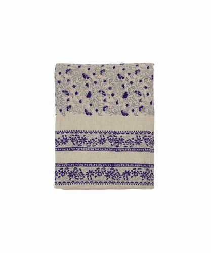Sofia Handblocked Floral Azure Tablecloth Large
