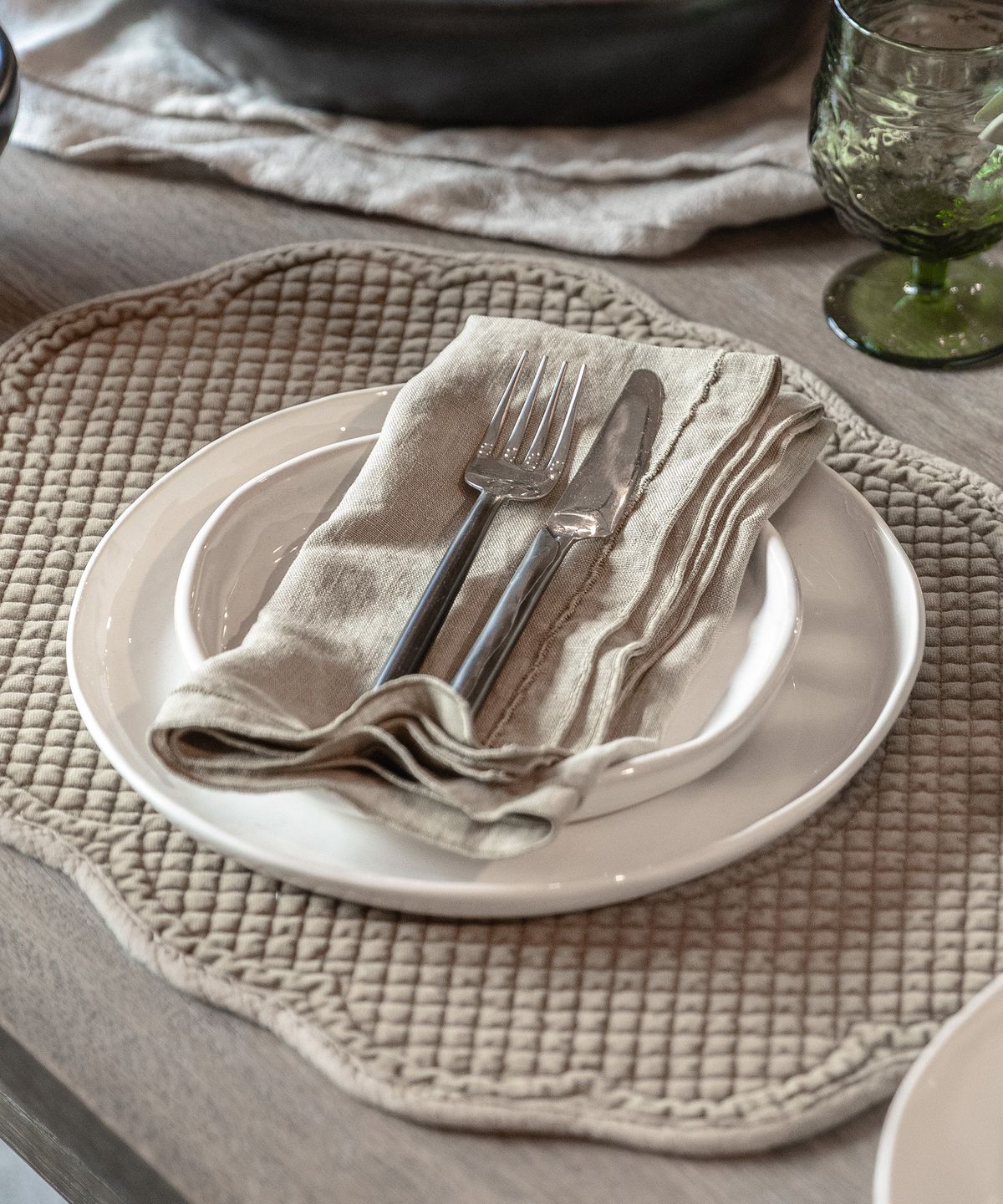 Rena Quilted Placemat Khaki
