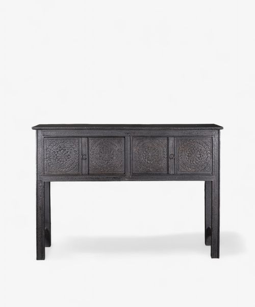 Theron Carved Wooden Console Black