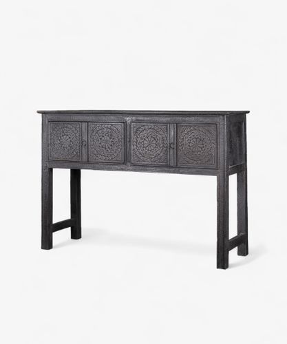 Theron Carved Wooden Console Black