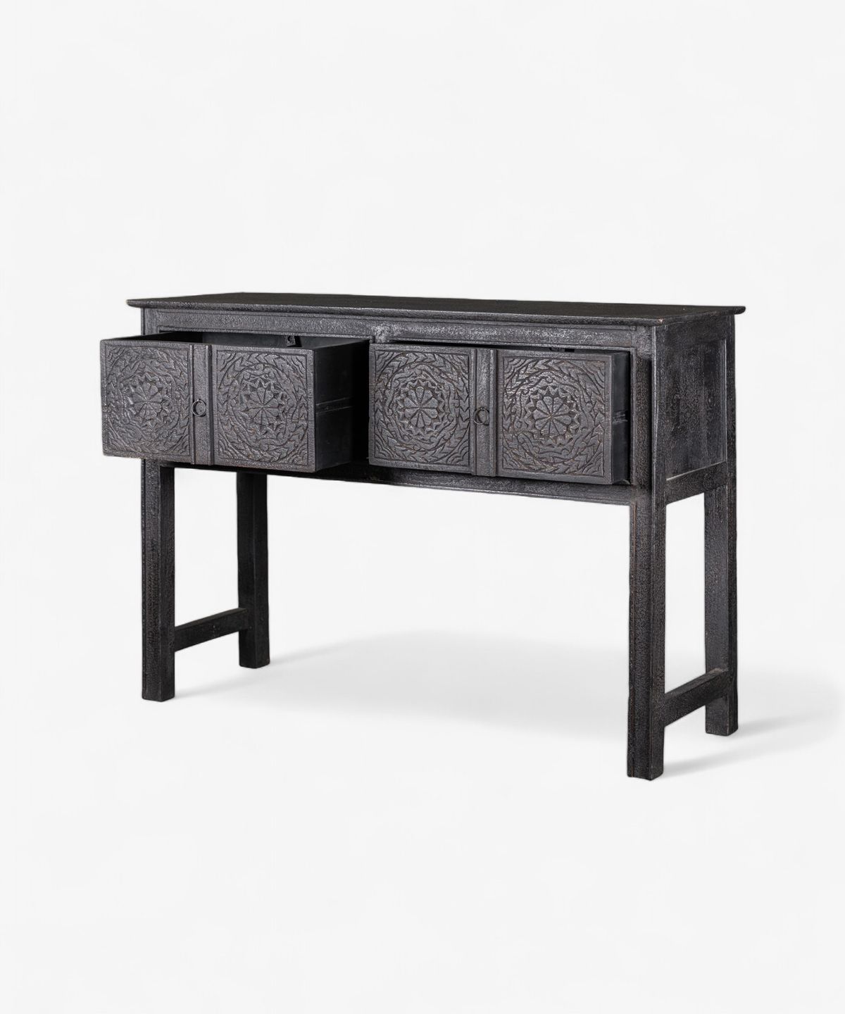 Theron Carved Wooden Console Black