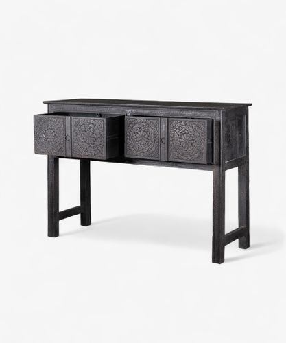 Theron Carved Wooden Console Black
