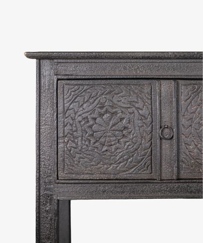 Theron Carved Wooden Console Black