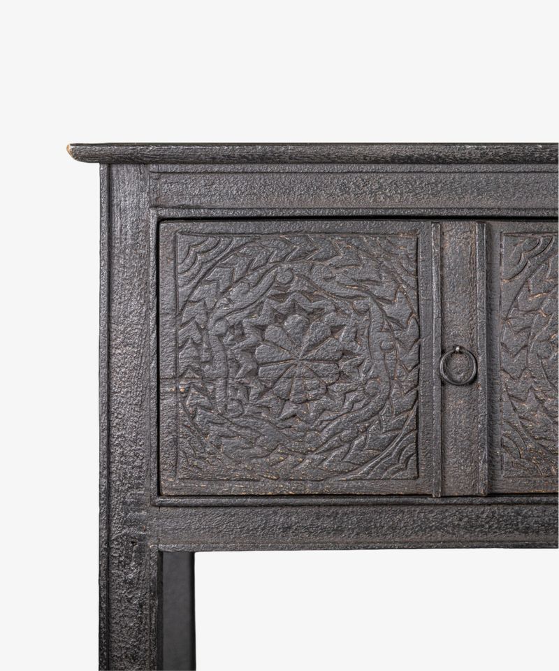 Theron Carved Wooden Console Black