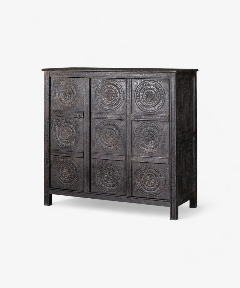 Theron Carved Cabinet Black