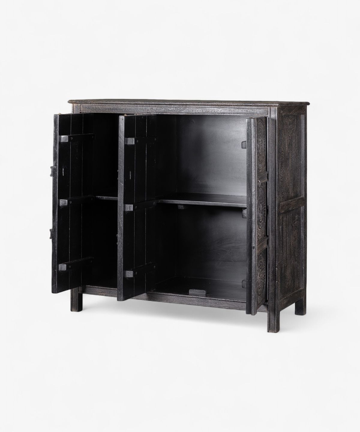 Theron Carved Cabinet Black