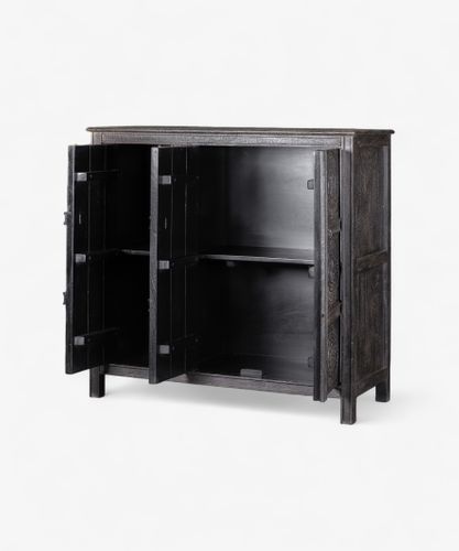 Theron Carved Cabinet Black