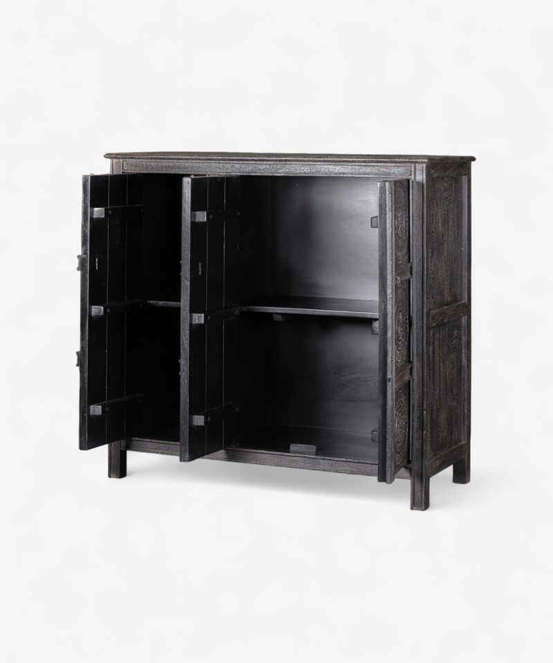 Theron Carved Cabinet Black