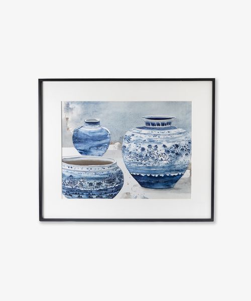 Blue Chinoiserie Vases Wall Art Large