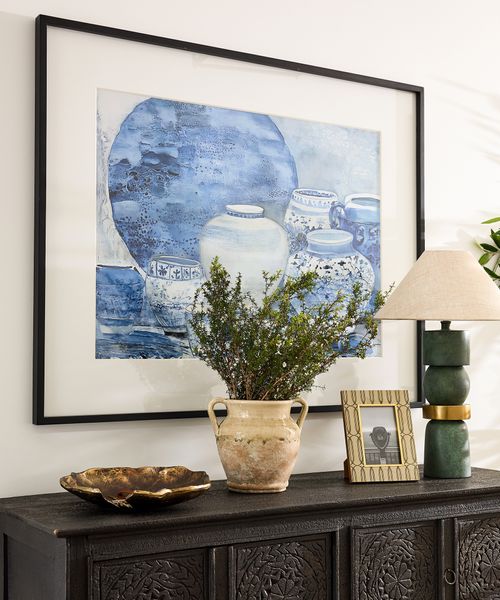 Blue Chinoiserie with Plate Wall Art Large