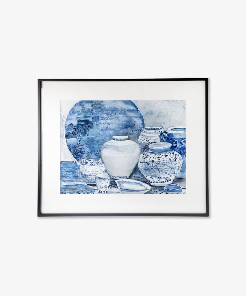 Blue Chinoiserie with Plate Wall Art Large