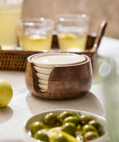 Porto Round Porcelain Coaster (6PC)