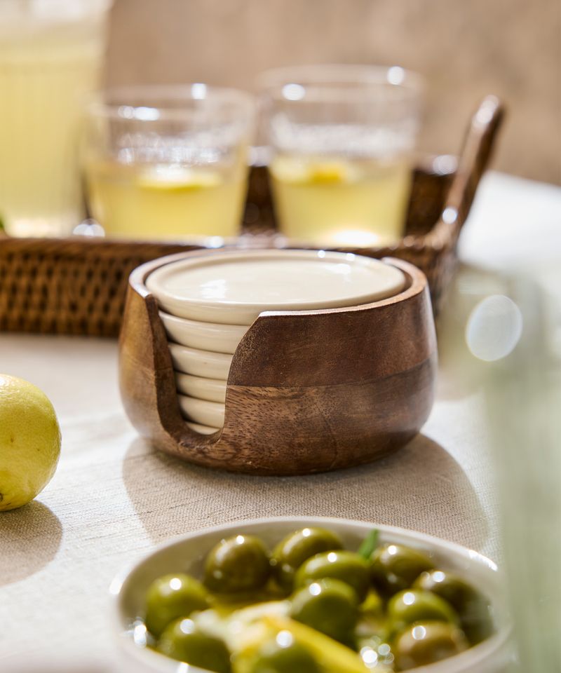 Porto Round Porcelain Coaster (6PC)