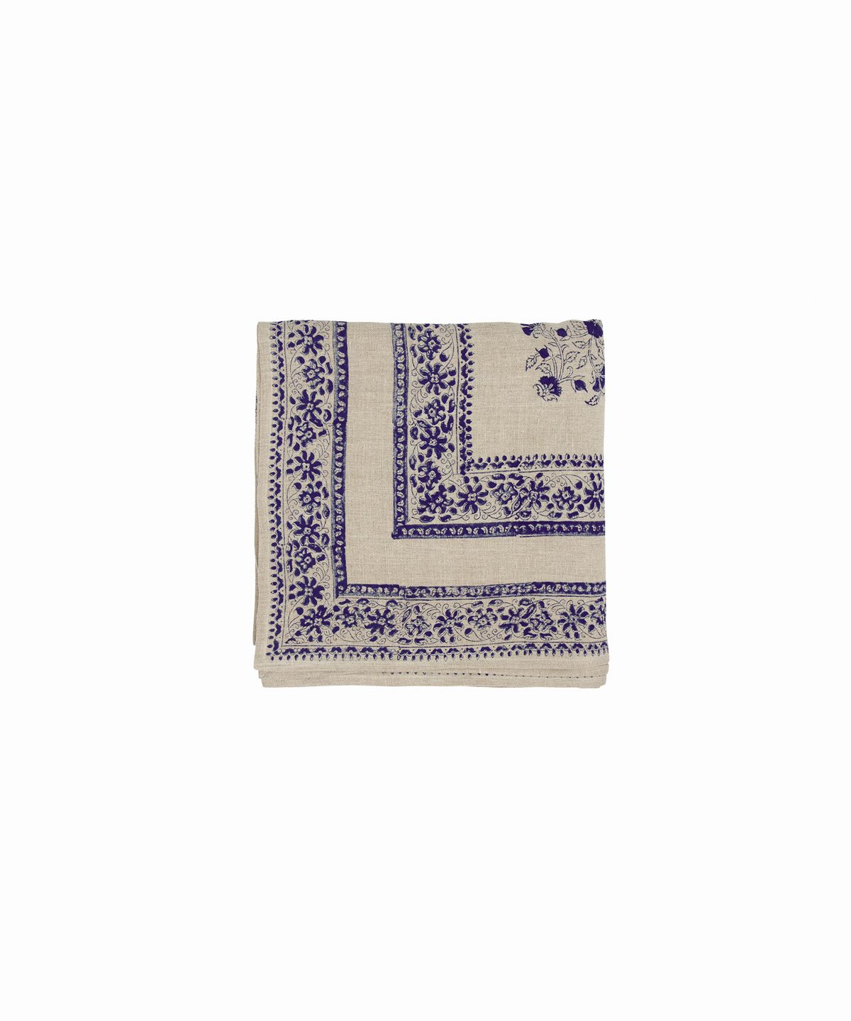 Sofia Handblocked Floral Azure Tablecloth Small