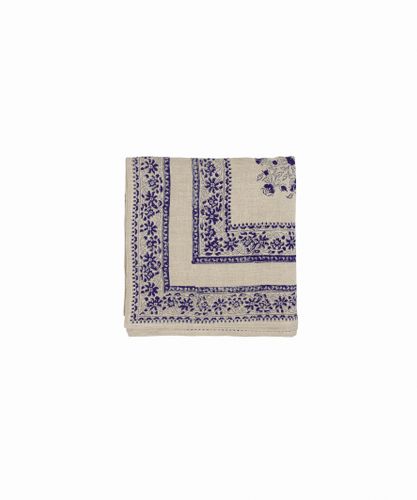 Sofia Handblocked Floral Azure Tablecloth Small
