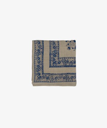 Sofia Handblocked Floral Azure Tablecloth Small