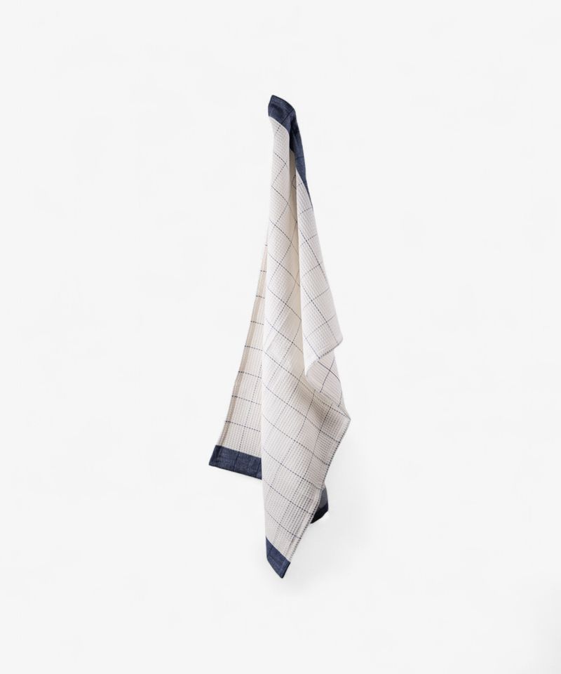 Waffle Cotton Marine Blue Teatowel