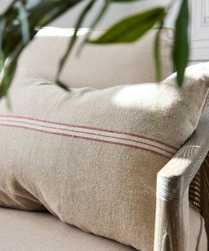 Woven Stripe Linen Cushion Cover Red