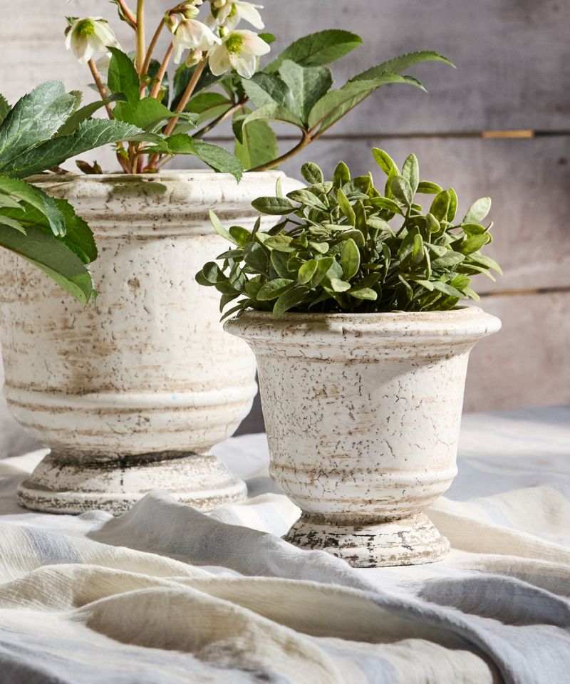Urn Planter Rustic White Small